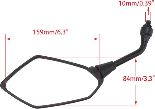 10mm Side View Mirrors with M8 Adapters for ATV Scooter | ZF001-185