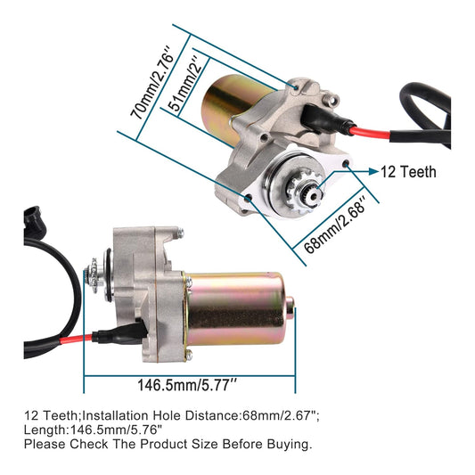 12-Tooth Starter Motor for Chinese 50cc 70cc 90cc 110cc ATV Dirt Bike