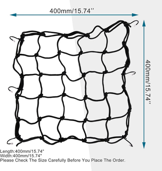 15" x 15" Black Elastic Bungee Cargo Net with Hooks for Motorcycle ATV Bike