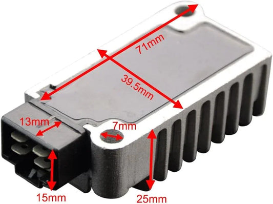 Yamaha XJ600 Diversion regulator rectifier with visible dimensions and connector pins