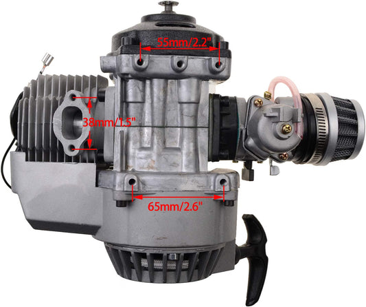 2-Stroke Engine Kit with Carburetor Recoil Starter for 43cc–52cc Pocket Bike