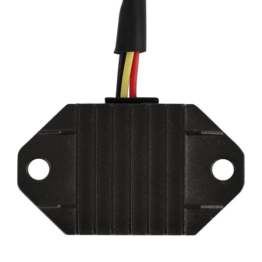 Yamaha WR250F WR450F regulator rectifier with three colored wires, black mounting plate