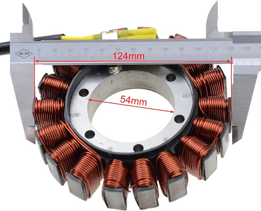 Motorcycle stator coil for Honda NC700 with copper windings, measured at 124mm diameter