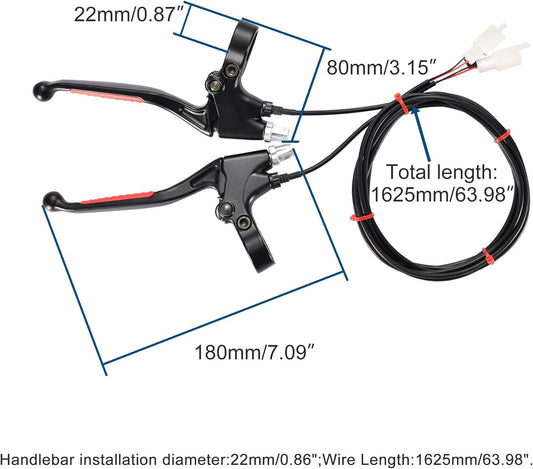 7/8" 22mm Lenker-Bremshebel mit Kabel für Mini Bike Elektroroller