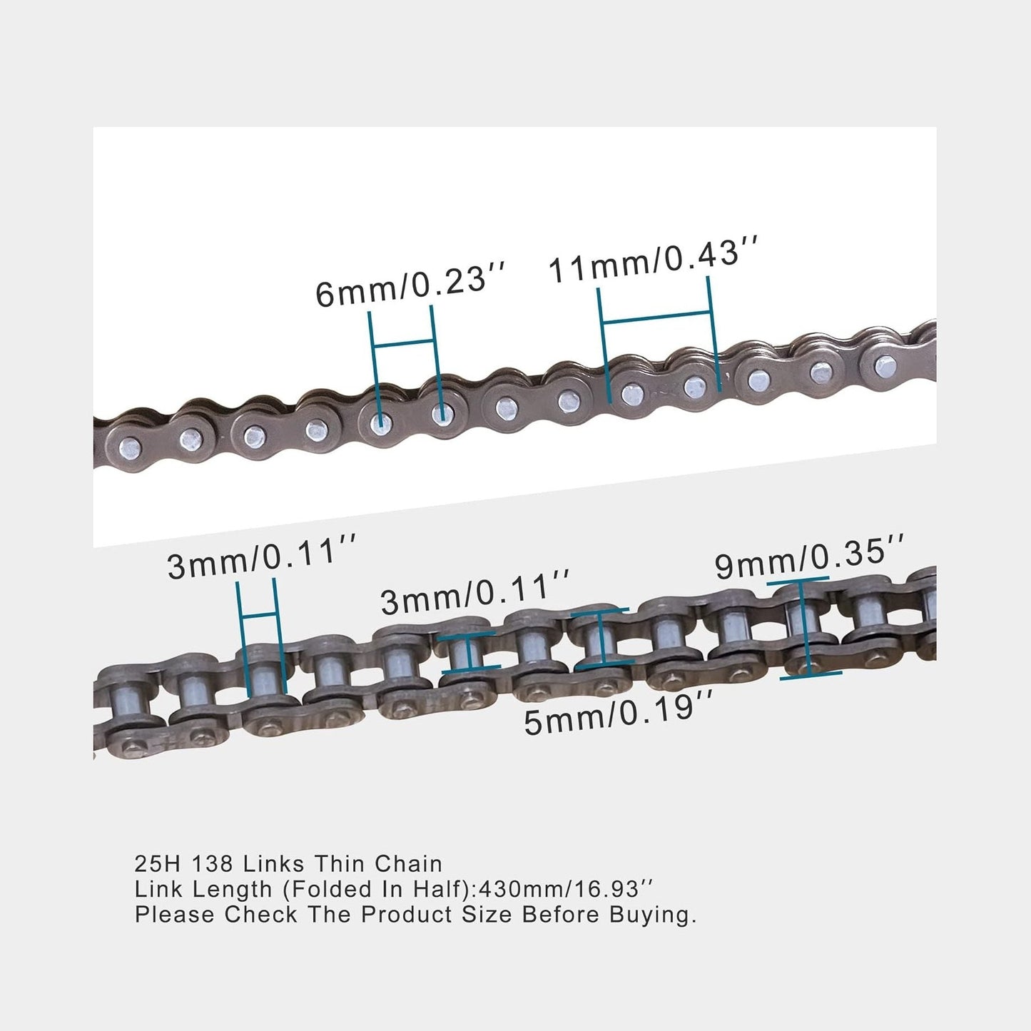 GOOFIT 25H 138 Chain for 2 Stroke 47cc 49cc Pocket Bike Mini Bike Dirt Pit Bike ATV Quad