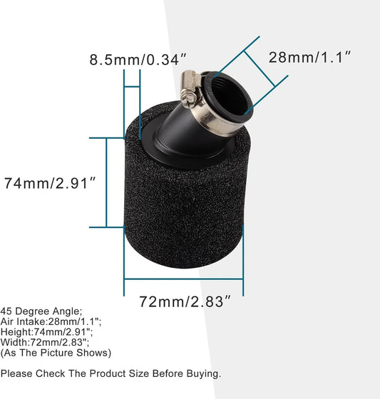 Black Bent Air Filter 28mm 35mm 42mm 45mm 48mm for 50cc–250cc Motorcycle ATV GY6 Engine - goofitmoto