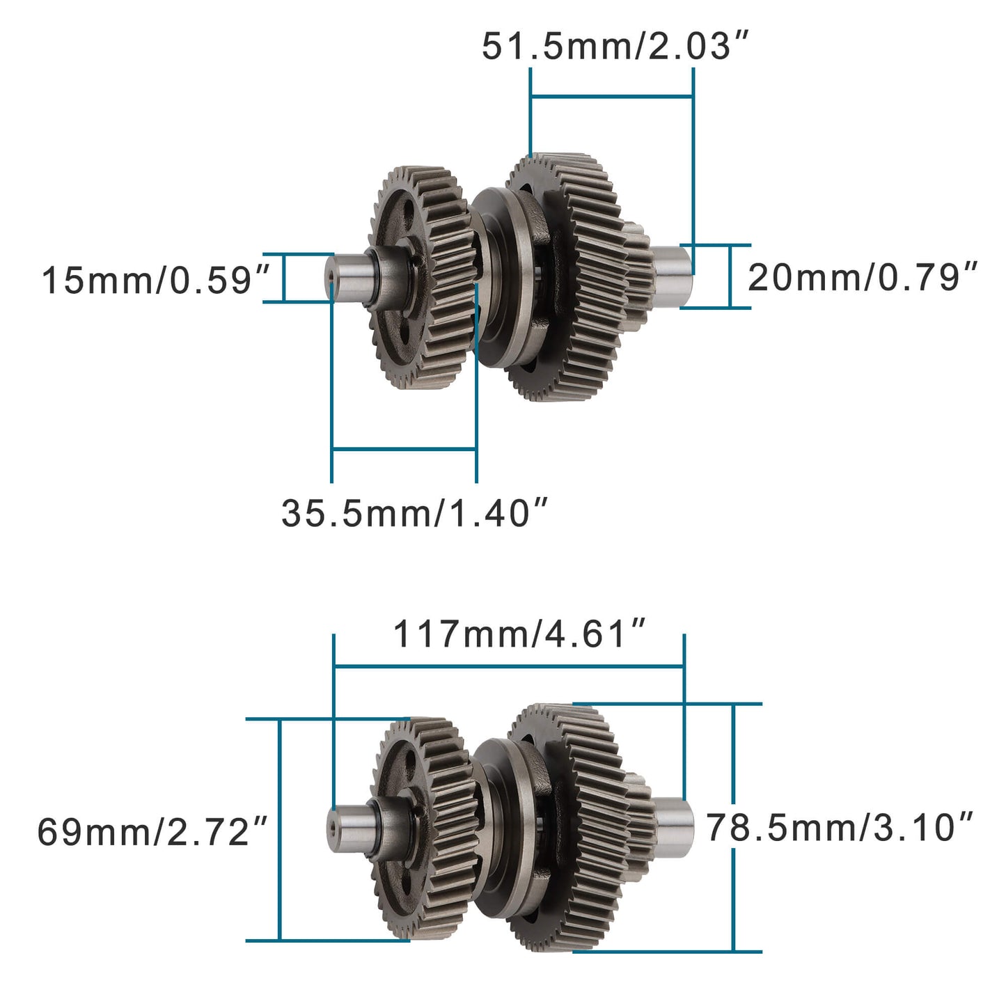 GOOFIT 17T Engine Transmission Gear Outer Box Secondary Intermediate Gear Shaft Replacement for GY6 ATV 200 200cc AU200 LX200M CVT LC162FMK E 200 ATV Go Kart