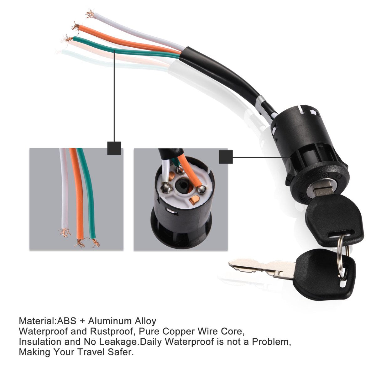 3-Wire Ignition Key Switch for 50cc–250cc ATV Go Kart Dirt Bike