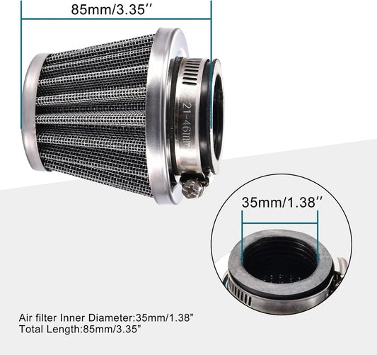 Silver Air Filter 35mm 38mm 42mm 44mm 58mm for 50cc–250cc Motorcycle ATV GY6 Engine - goofitmoto