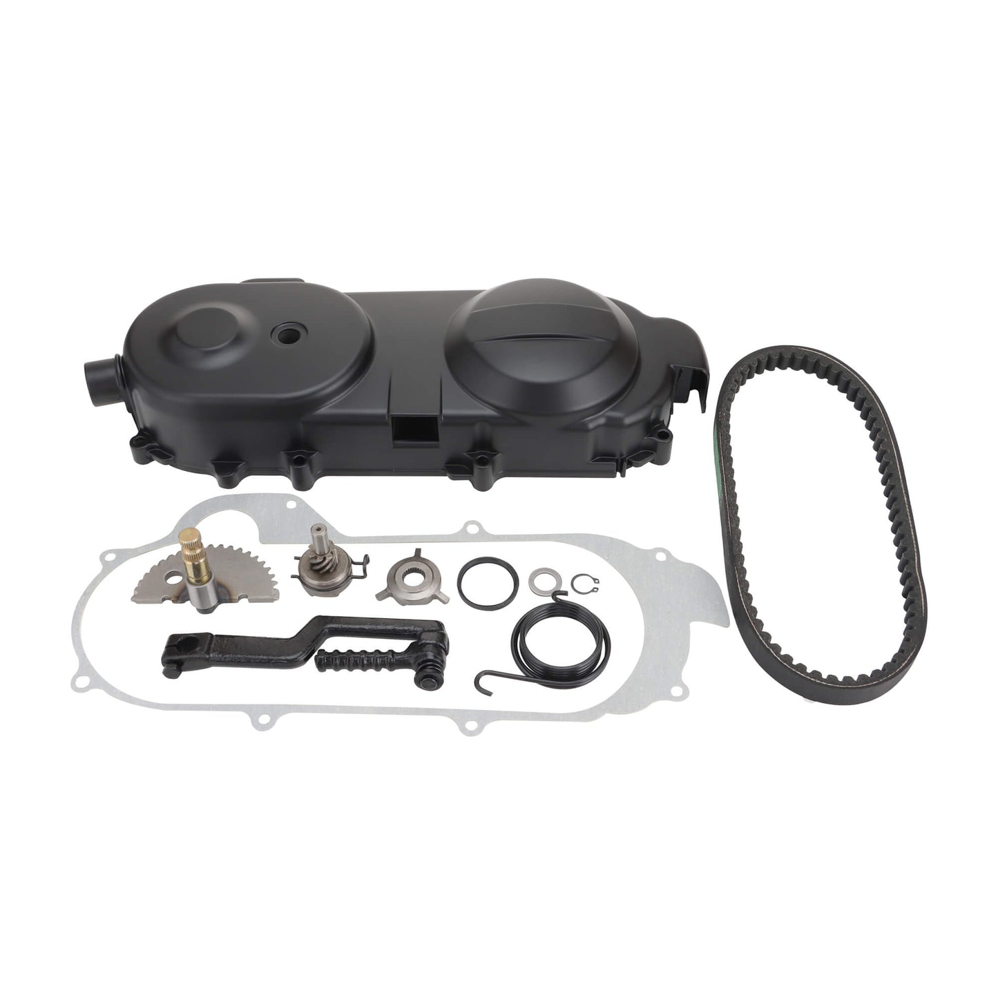 GOOFIT Transmission Cover Assembly with Start Gear Shaft Belt Replacement for 4 Stroke GY6 49cc 50cc Scooter Moped 139qmb Short Case Version