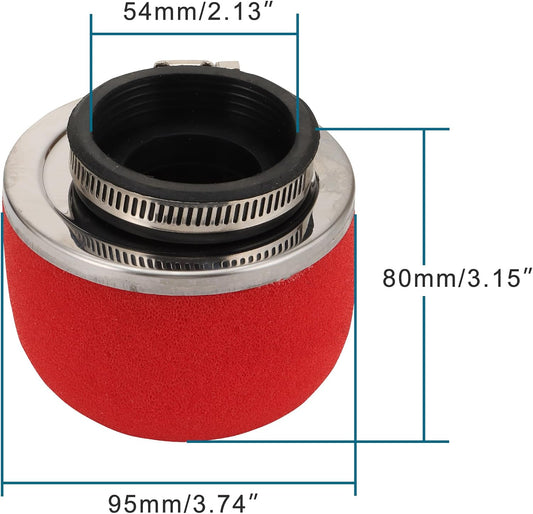 54mm Red Foam Air Filter for 2-Stroke Pocket Bike, Mini Moto & Scooter