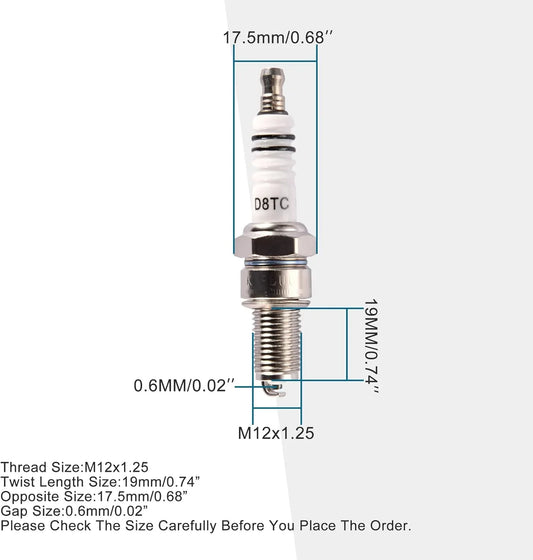 D8TC Spark Plug for 125cc–250cc Chinese ATV & Motorcycle Engines - goofitmoto