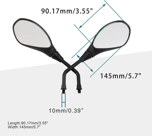 Universal 7/8" Handlebar Mount Rear View Mirror Kit with 8mm/10mm Bolts for ATV, Scooter, Dirt Bike - goofitmoto