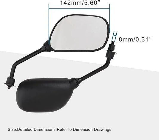 8mm Universal Black Rearview Mirror for 50cc-250cc ATV, Scooter, Motorcycle - goofitmoto