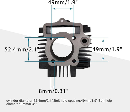 52.4mm Engine Cylinder & Piston Rebuild Kit for 4-Stroke 110cc ATV Dirt Bike Go Kart - goofitmoto