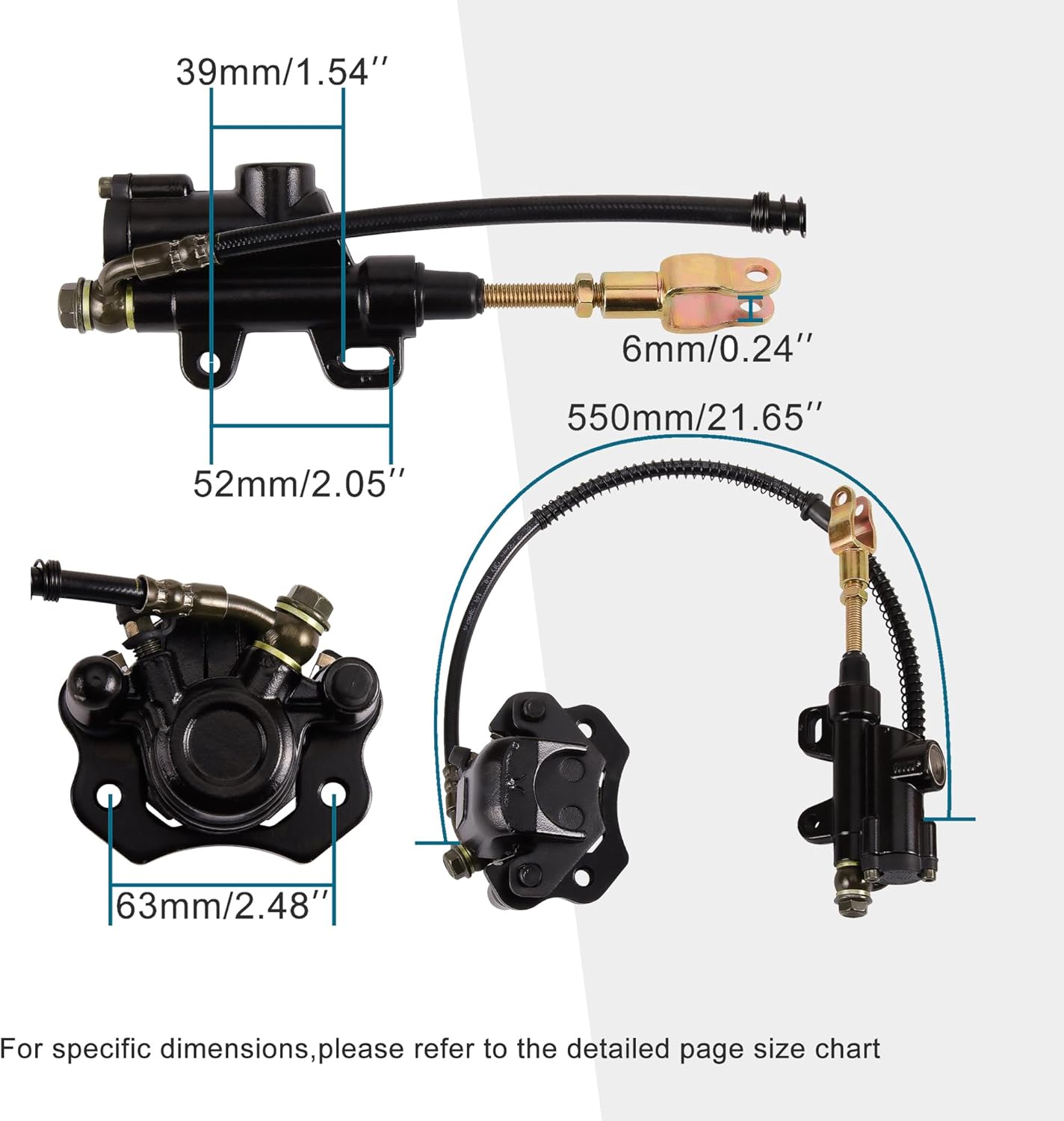 GOOFIT Rear Brake Master Cylinder Caliper Assembly for 50cc 70cc 90cc 110cc 125cc Chinese ATV Quad Scooter