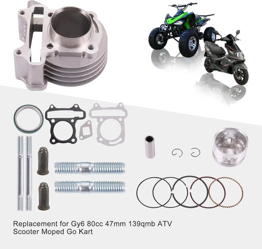 47mm Performance Big Bore Cylinder Kit (80cc Upgrade) for GY6 50cc 139QMB 4-Stroke Scooter ATV - goofitmoto