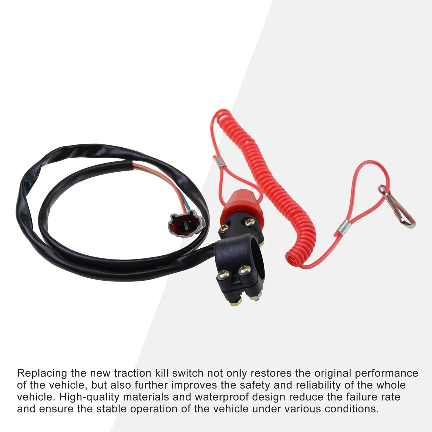7/8" Handlebar Tether Kill Switch with Waterproof 2-Pin Plug for 50cc-150cc ATV & Quad - goofitmoto