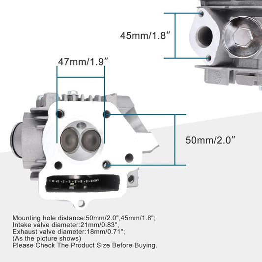 47mm Completed Cylinder Head Assembly for 4-Stroke 70cc Engine ATV Go Kart Dirt Bike - goofitmoto