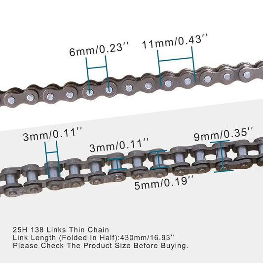 25H Chain (138 Links) for 2-Stroke 47cc 49cc Pocket Bike, Mini ATV, & Scooter - goofitmoto