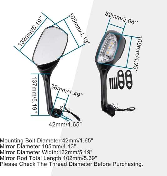 Integrated LED Turn Signal Mirrors for Suzuki GSXR 600 / 750 (2006-2012) & GSXR 1000 (2005-2008) - goofitmoto