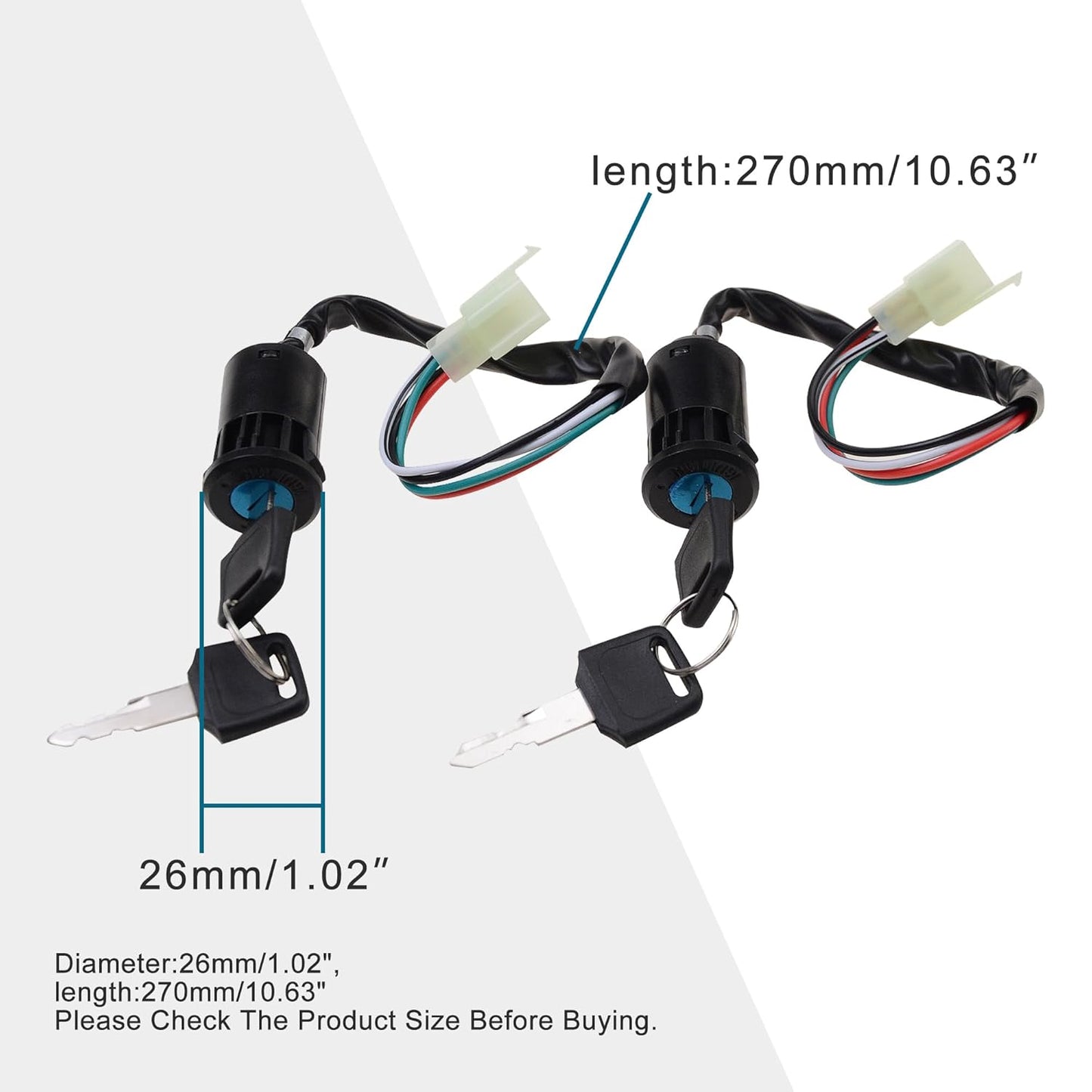 GOOFIT 4Pin Ignition Key Switch Set for Chinese Made 50cc 70cc 90cc 110cc 125cc 150cc 250cc ATV Dirt Bike Pocket Bike Quad Pack of 2