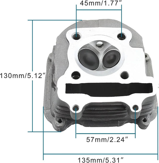 57.4mm GY6 150cc Cylinder Head Assembly for 152QMI 157QMJ 4-Stroke Scooter ATV - goofitmoto