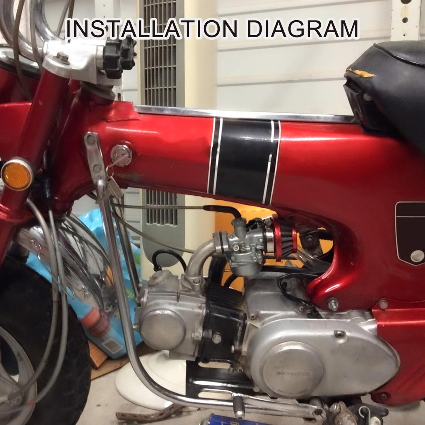 GOOFIT 35mm Red Air Filter for ATV Dirt Bike Go Kart Pit Bike 4 Wheeler Quad Dune Buggy