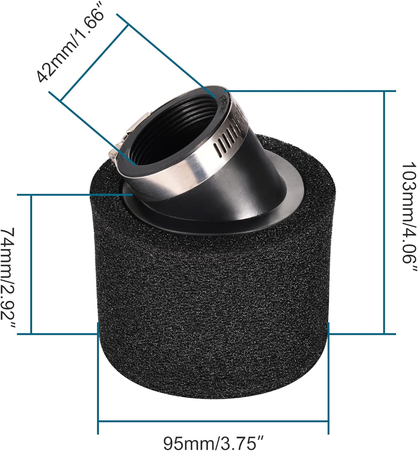 GOOFIT 42mm/1.65" Black Bent Double Foam Pod Air Filter Replacement for 50cc 70cc 90cc 110cc 125cc 150cc 200cc Pit Dirt Bike Moped Parts GY6 Motorcycle ATV Scooter Quad Go Kart