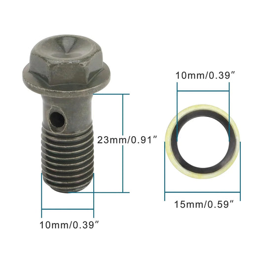M10 × 1.25 Brake Banjo Bolt & Washer Set (10 Bolts + 20 Washers) - goofitmoto