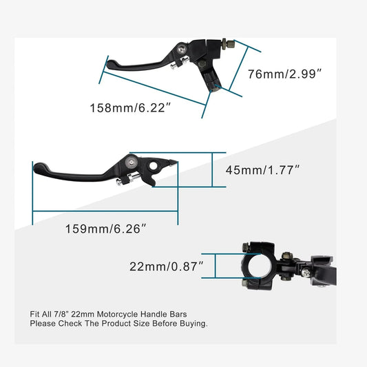 Brake & Clutch Lever Set with Handlebar Grips for RFZ, CRF, KLX, TTR, Apollo 110cc-200cc - goofitmoto