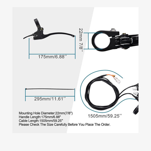 GOOFIT 7/8" 22mm 2 Wires Left&Right Handlebar Brake Lever with Ten Ties Replacement for Electric Mini Bike Mountain Bike Scooter