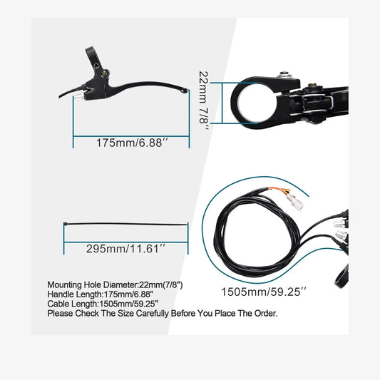 175mm E-Bike Brake Lever Set with Motor Power Cut-Off for Electric Scooter & MTB - goofitmoto