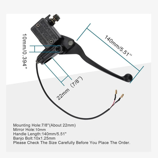 Right Hydraulic Brake Master Cylinder Lever for 50cc-250cc TaoTao, Kazuma, SSR ATV Dirt Bike - goofitmoto