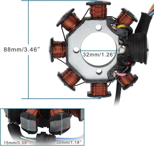 GOOFIT 8 Coil 6 Wire Stator for CG 125cc-250cc ATV Dirt Bike Go Kart Magneto E05010034