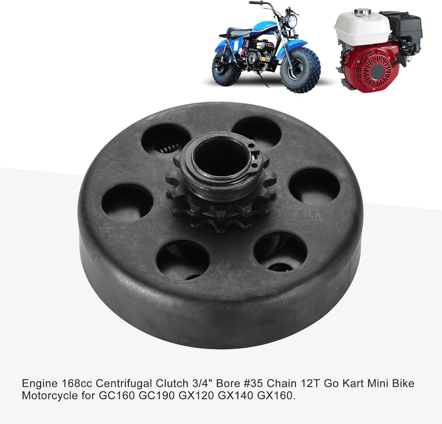 3/4" Centrifugal Clutch 12-Tooth for #35 Chain | Fits Honda GX160 GX200 Predator 212cc - goofitmoto