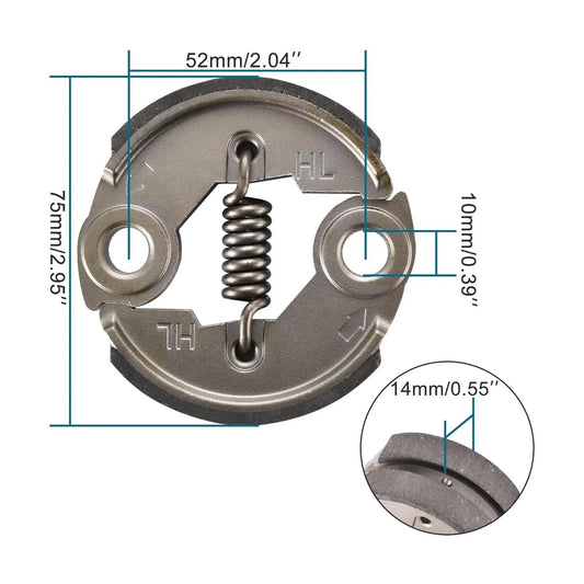 Centrifugal Clutch Pad Assembly (76mm) for 43cc 47cc 49cc 2-Stroke Mini Pocket Bike & ATV - goofitmoto