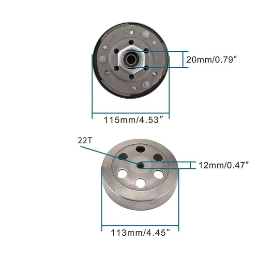 Rear Centrifugal Clutch Assembly (107mm) for GY6 49cc 50cc 80cc 139QMB Scooter ATV - goofitmoto