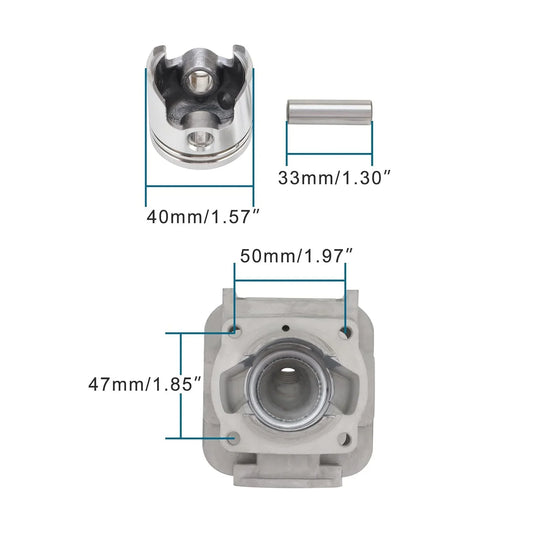 40mm Cylinder Rebuild Kit with Piston for 2-Stroke 43cc Scooter Pocket Bike Mini - goofitmoto