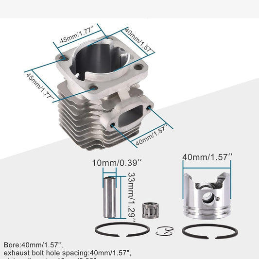 GOOFIT 40mm Bore Cylinder Kit with Piston for 2 Stroke 47cc 49cc Pocket Bike Mini Quad Chain Saw