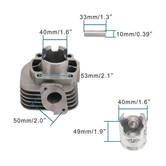Cylinder Kit 40mm For 2 Stroke Jog 50cc Scooter