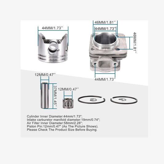 Cylinder Kit 44mm With Carburetor For 2 Stroke 47cc 49cc Engine