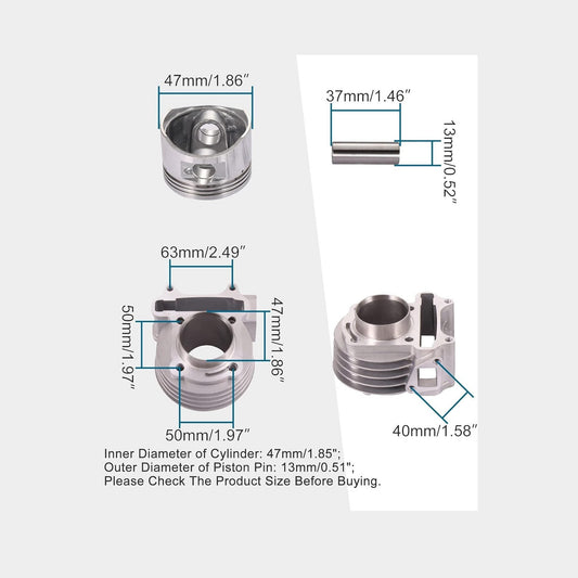 GOOFIT Performance Big Bore Cylinder Kit GY6 80cc 47mm for 139QMB ATV Scooter Moped Go Kart