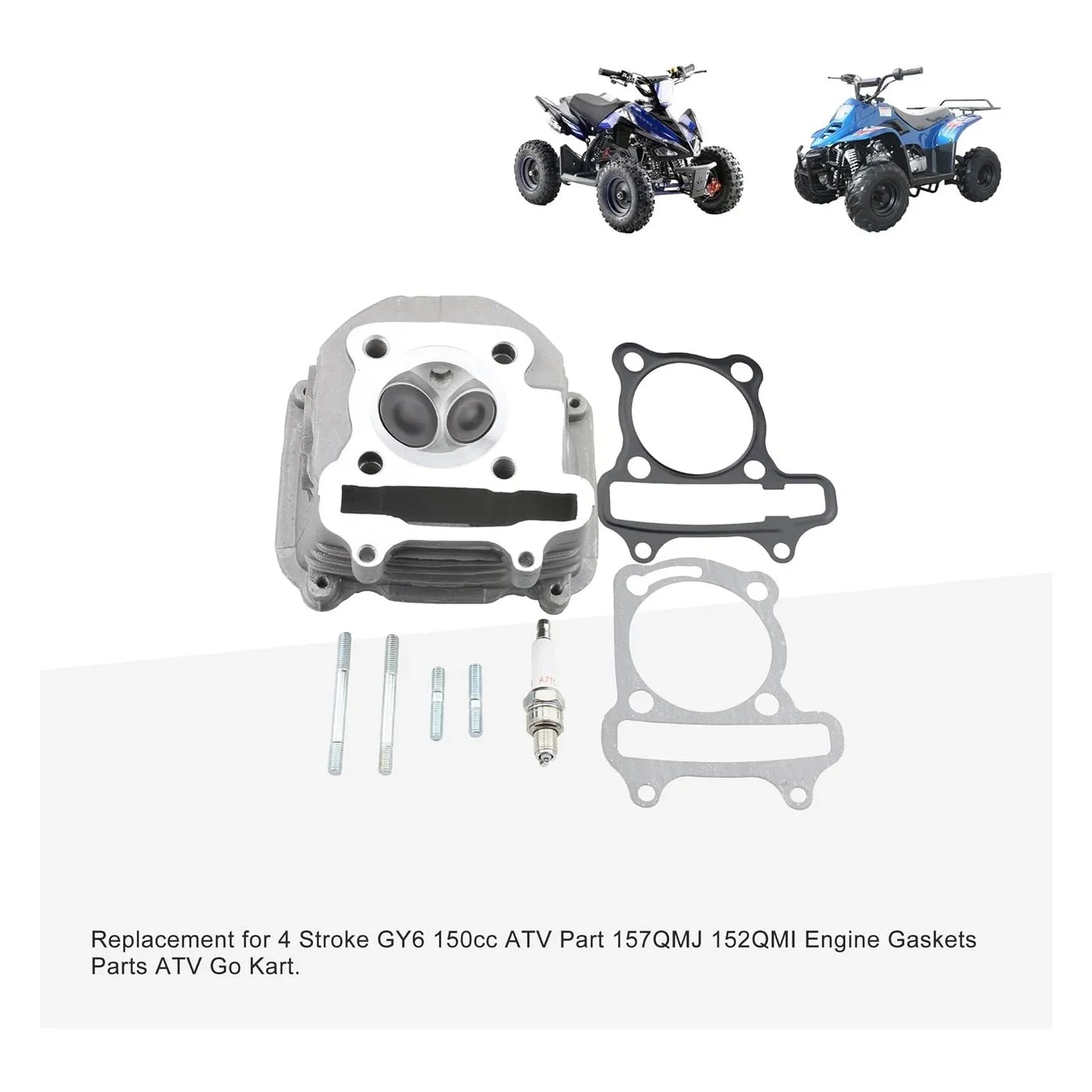 57.4mm Cylinder Head Assembly with Spark Plug for 4-Stroke GY6 150cc Yerfdog GX150 Spiderbox Tomerlin Crossfire - goofitmoto