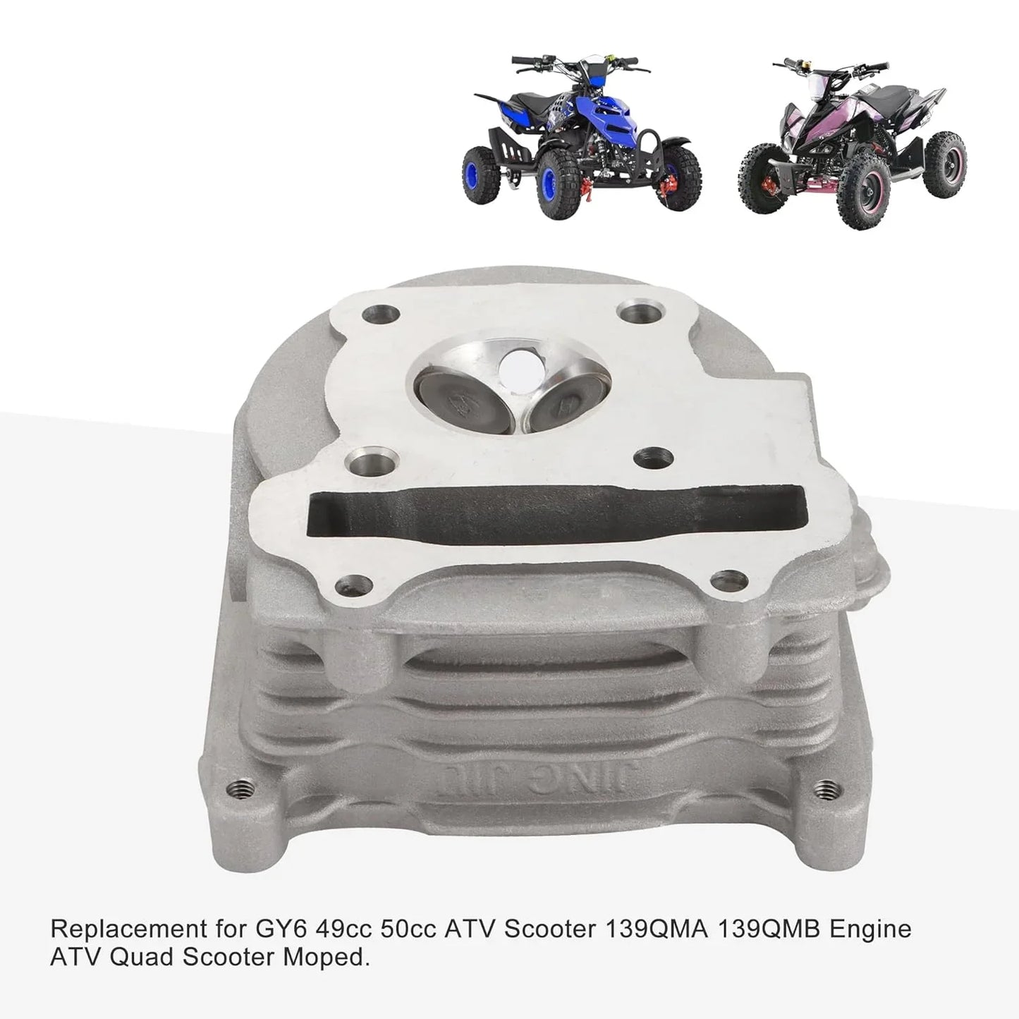 Cylinder Head Assembly with Valves & Springs for 4-Stroke GY6 49cc 50cc 139QMB 139QMA Engine - goofitmoto