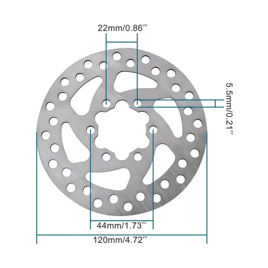 Disc Brake Rotor 120mm 6-Bolt for E-Bike, Mountain Bike & Sports Bike - goofitmoto