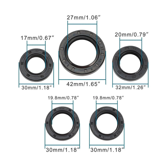 Engine Oil Seal Kit for GY6 49cc 50cc 139QMB Scooter Moped ATV - 5 Piece Set - goofitmoto