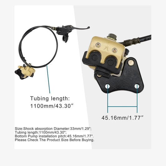 Front Hydraulic Brake Assembly with 1100mm Hose for 50cc-125cc Dirt Pit Bike - goofitmoto