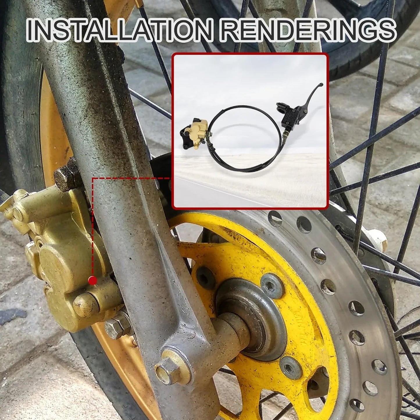 Front Hydraulic Brake Assembly with 1100mm Hose for 50cc-125cc Dirt Pit Bike - goofitmoto