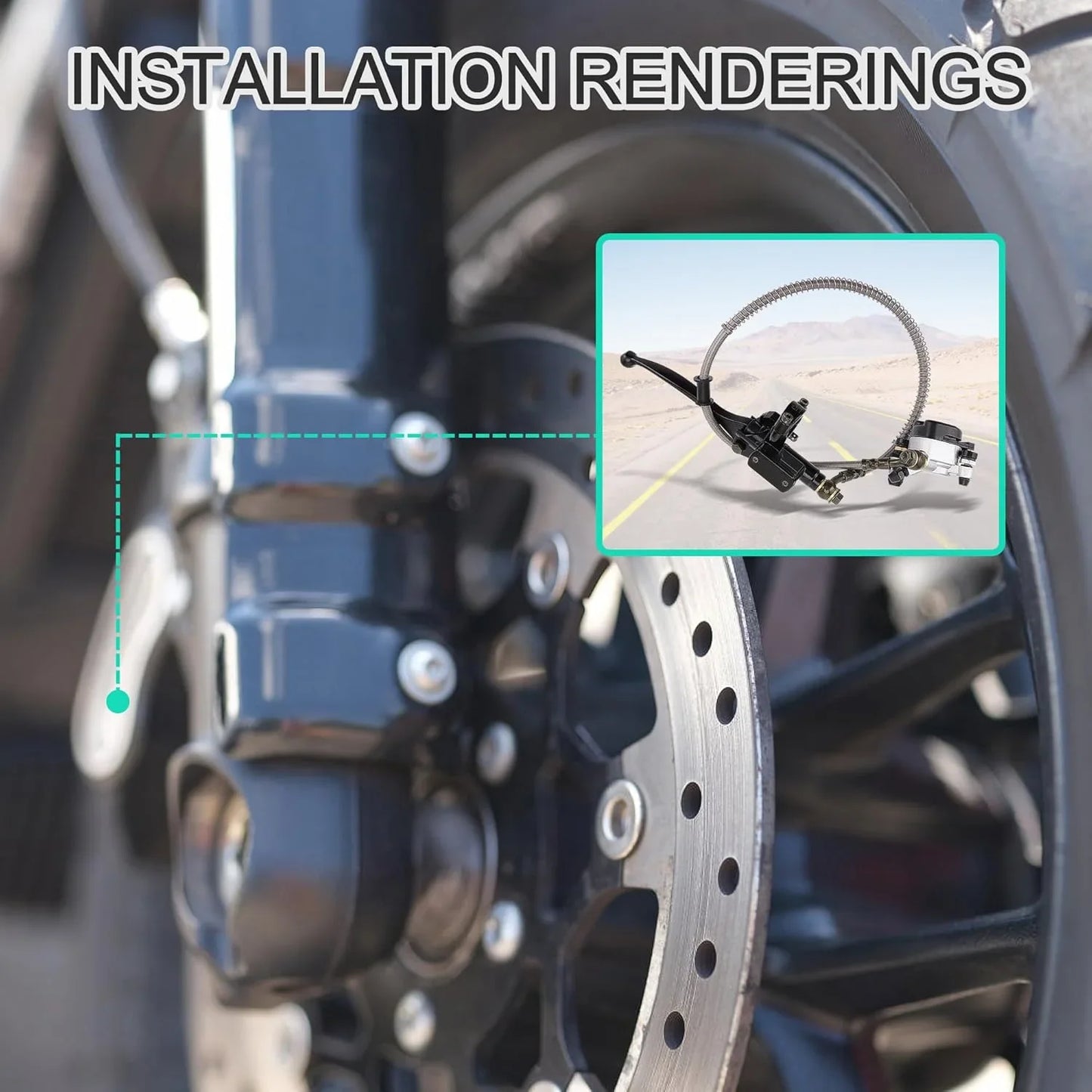 Front Hydraulic Brake Assembly with 600mm Hose for 43cc 47cc 49cc 2-Stroke Pocket Bike - goofitmoto